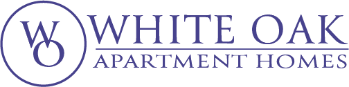 a graphic with the words white oak apartments logo and the words whtie oak apartments